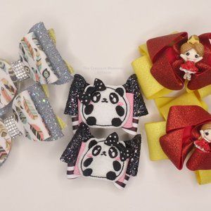 Bows: set of 3 pigtail bows
